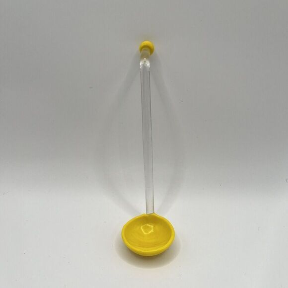 Glass Condiment Spoon Server Stirrer Mayonnaise Yellow Candy Swirl Cadmium Glow - Picture 4 of 9